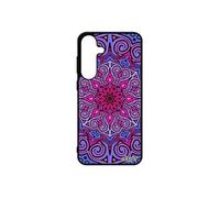 Coque pour Samsung S25+ Plus silicone Mandala cadeau saint valentin coloré unique tibetain Violet etui nepal hindou personnalisé pour galaxy