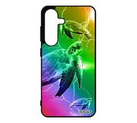 Coque Pour Samsung S25 Silicone Tortue Eclair Jaune De Protection Animaux Multicolore Smartphone Design De Mer Gel Noir Luth Pour Galaxy
