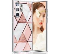 Coque pour Samsung S25 Ultra 5G Marbre Silicone Paillette Antichoc Housse Anti-Rayures Protection Bumper Case Ultra Fine Souple Anti-Choc Étui pour Samsung Galaxy S25 Ultra 5G/4G Coque Mince (Rose)