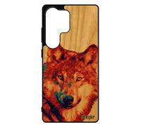 Coque Pour Samsung S25 Ultra Bois Silicone Loup Noir Jolie Nature Louve Rouge B¿Te Sauvage Design Animaux Portable Rigide Animal Pour Galaxy