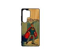 Coque pour Samsung S25 Ultra bois silicone super tonton enfant texte heros comics oncle drole personnalisé bleu de made in France pour galaxy