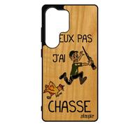 Coque Pour Samsung S25 Ultra En Bois Veritable Silicone J'peux Pas J'ai Chasse Rigide Drole Homme Original De Protection Vert Pour Galaxy