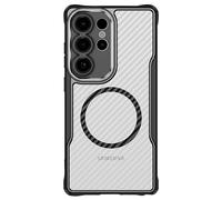 Avizar Coque pour Samsung S25 Ultra Dos Carbone Antichoc Renforcé Noir