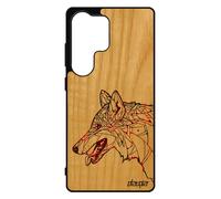 Coque Pour Samsung S25 Ultra Vrai Bois Silicone Loup Portable Azteque Alpha Tribal Animal 4g Souple Housse Original Chien Couleur Pour Galaxy