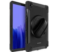 4smarts Grip Coque Rigide Antichoc Compatible avec Samsung Galaxy Tab A7 10.4 (2020) Support Rotatif à 360° [Orientation Portrait et Paysage] Sangle Poignée Prise Main Ajustable - Noir