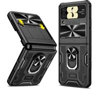 Coque pour Samsung Z Flip 3, Anneau Rotatif ¿¿ 360¡ã Int¿¿gr¿¿, Prot¿¿ger la Cam¿¿ra et L'¿¿cran, Antichoc Coque de Protection pour Galaxy Z Flip 3 5G 2021 (Noir)