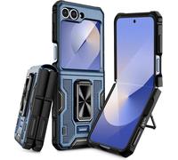 Coque pour Samsung Z Flip 6, Anneau Rotatif ¿¿ 360¡ã Int¿¿gr¿¿, Prot¿¿ger la Cam¿¿ra et L'¿¿cran, Antichoc Coque de Protection pour Galaxy Z Flip 6 5G 2024 (Bleu)