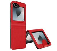 Coque pour Samsung Z Flip 6 - AVIZAR - Chesterfield - Cuir Vegan - Rouge