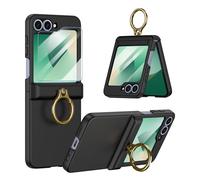 Coque pour Samsung Z Flip 6,Coque Z Flip 6 avec Anneau Bague & Protection D'écran,Ultra Fine Légère avec Charnière Antichoc Case Cover Galaxy Z Flip 6 (Noir)