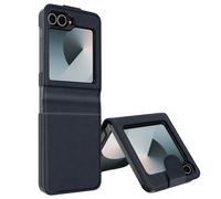 Coque pour Samsung Z Flip 6 - AVIZAR - Chesterfield - Cuir Vegan - Fermeture Magnétique - Bleu Nuit