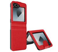 Coque pour Samsung Z Flip 6 Cuir Vegan Pliable Fermeture Magnétique Rouge
