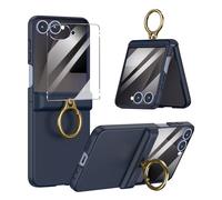 Coque pour Samsung Z Flip 7,Coque Z Flip 7 avec Anneau Bague & Protection D'écran,Ultra Fine Légère avec Charnière Antichoc Case Cover Galaxy Z Flip 7 (Bleu)