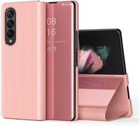 Coque Pour Samsung Z Fold 3 5g Clear View Miroir Galaxy Z Fold 3 Standing Cover Flip Case Smart Mirror Magnétique Avec Z Fold 3 Flip Shell Protective Cover Pour Samsung Galaxy Z Fold 3 5g 7.6
