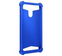 Coque pour Smartphone 5.3'' à 5.5'' Silicone Gel Coins Renforcés Dos Effet Cuir Bleu