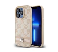 Coque pour smartphone - DKNY - iPhone 15 Pro Max - Cuir à Carreaux - Rose - Rigide