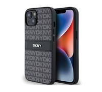 Coque pour smartphone - DKNY - Mono Stripe - Compatible iPhone 14/15/13 - Cuir noir - Logo en métal