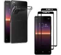 Coque pour Sony Xperia 10 II - PHONILLICO - Transparente + 2 Verres Trempé Bord Noir
