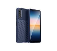 Coque pour Sony Xperia 10 IV - housse etui silicone gel thunder + film ecran - BLEU FONCE -