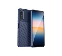 Coque pour Sony Xperia 10 IV - housse etui silicone gel thunder + verre trempe - BLEU FONCE -