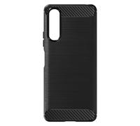 Coque pour Sony Xperia 10 IV Renforcée Souple Carbone Effet Brossé Noir
