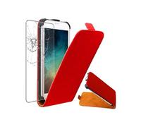 Coque pour Sony Xperia E3 D2203 PU Cuir Rabat Flip Ultra Fine, Rouge + Film VERRE Trempé