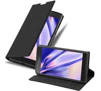 cadorabo Coque pour Sony Xperia L1 en Noir Nuit - Housse Protection avec Fermoire Magnétique, Stand Horizontal et Fente Carte - Portefeuille Etui Poche Folio Case Cover