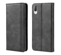 Coque pour Sony Xperia L3,Flip magnétique rétro,étui de téléphone en Cuir PU,Conception de Portefeuille avec 3 Fentes à Cartes et 1 Pince à Argent -Black