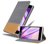 cadorabo Coque pour Sony Xperia M4 Aqua en Gris Clair Marron - Housse Protection avec Fermoire Magnétique, Stand Horizontal et Fente Carte - Portefeuille Etui Poche Folio Case Cover