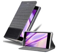 cadorabo Coque pour Sony Xperia M4 Aqua en Gris Noir - Housse Protection avec Fermoire Magnétique, Stand Horizontal et Fente Carte - Portefeuille Etui Poche Folio Case Cover