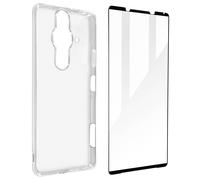 Coque pour Sony Xperia Pro-I Silicone Souple Film Verre Trempé 9H Contour noir