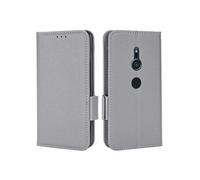 Coque pour Sony Xperia XZ2 Etui portefeuille magnétique PU Cuir côté boucle de boucle - Gris