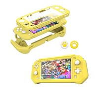 Coque pour Switch Lite, coque de protection Swtich Lite compatible avec Nintendo Swtich Lite, écran PC intégré et TPU amovible, poignée avec 2 capuchons de préhension, jaune