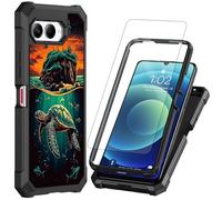Coque pour T-Mobile Revvl 8/T Phone 3 5G avec protecteur d'écran, protection intégrale en silicone robuste antichoc pour homme et femme, tortue de mer verte et île