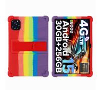 Coque pour tablette DOOGEE Tab G6 11" - Protection antichoc en silicone souple anti-chocs avec support réglable en PC (arc-en-ciel)