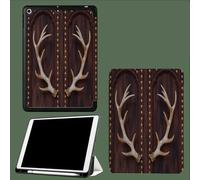 Coque pour Tablette iPad 9,7 Pouces (iPad 6ème/5ème Génération), Protection Case Cuir Housse Fine et Légère Smart Cover avec Fonction Support Rétro Bois De Cerf Campagne Grain De Bois-Brun Clair