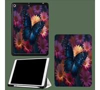 Coque pour Tablette iPad 9,7 Pouces (iPad 6ème/5ème Génération), Protection Case Cuir Housse Fine et Légère Smart Cover avec Fonction Support Nature Papillons Marguerites Campagne Fleurs-Violet