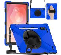 Coque pour tablette Samsung Galaxy Tab S11 Ultra 14,6" 2025 SM-X930/SM-X936B/SM-X936N, béquille rotative à 360 degrés avec dragonne et bandoulière, coque résistante aux chocs (bleu)