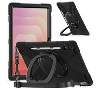 Coque pour tablette Samsung Galaxy Tab S11 Ultra 14,6" 2025 SM-X930/SM-X936B/SM-X936N, durable et résistante aux chocs, béquille rotative à 360 degrés et bandoulière, coque de protection en silicone