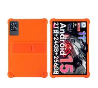 Coque pour tablette Tabwee W90 11" Android 15 - Adaptée aux enfants - Housse de protection antichoc en silicone souple anti-chocs avec support réglable en PC (orange)