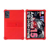Coque pour tablette Tabwee W90 11" Android 15 - Adaptée aux enfants - Housse de protection antichoc en silicone souple anti-chocs avec support réglable en PC (rouge)