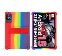 Coque pour tablette Tabwee W90 11" Android 15 - Convient aux enfants - Housse de protection en silicone souple antichoc avec support réglable en PC (arc-en-ciel)