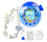 Coque pour Tamagotchi Paradise Electronic Pet - 2 protections d'écran en polycarbonate résistant aux chocs avec dragonne en perles et nœud blanc pour jouet Tamagotchi Paradise (paillettes