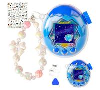 Coque pour Tamagotchi Paradise Electronic Pet - 2 protections d'écran en polycarbonate résistant aux chocs avec dragonne en perles d'étoiles blanches pour jouet Tamagotchi Paradise (transparent)