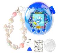 Coque pour Tamagotchi Paradise Electronic Pet - 2 protections d'écran en polycarbonate résistant aux chocs avec dragonne en perles d'étoiles blanches pour jouet Tamagotchi Paradise (paillettes