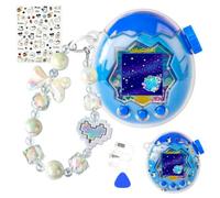 Coque pour Tamagotchi Paradise Electronic Pet - 2 protections d'écran en polycarbonate résistant aux chocs avec dragonne en perles et nœud blanc pour jouet Tamagotchi Paradise (transparent)