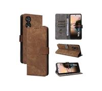 Coque pour TCL 40 NxtPaper 4G Etui en Cuir PU Blocage RFID Portefeuille Flip Folio Couverture De Fentes Pour Cartes Fermeture Magnétique Marron