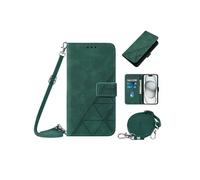 Coque pour TCL 50 Pro NxtPaper 5G Protection Flip Folio Cuir PU Portefeuille Couverture Etui en Cuir avec Lanière à Bandoulière - Vert