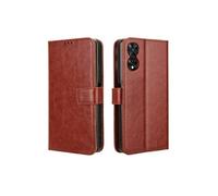 Coque pour TCL 505 4G Protection Antichoc Effet Etui Cuir et Intérieur TPU avec Porte-Cartes Fonction de Suppport Marron