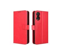 Coque pour TCL 505 4G Protection Antichoc Effet Etui Cuir et Intérieur TPU avec Porte-Cartes Fonction de Suppport Rouge