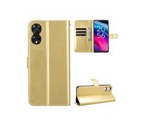 Coque pour TCL 505 4G Protection Antichoc Effet Etui Cuir et Intérieur TPU avec Porte-Cartes Fonction de Suppport Doré